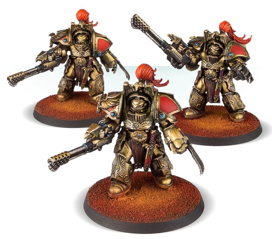 The original Forge World resin Aquilon Terminators with storm bolters and Adrathic weapons