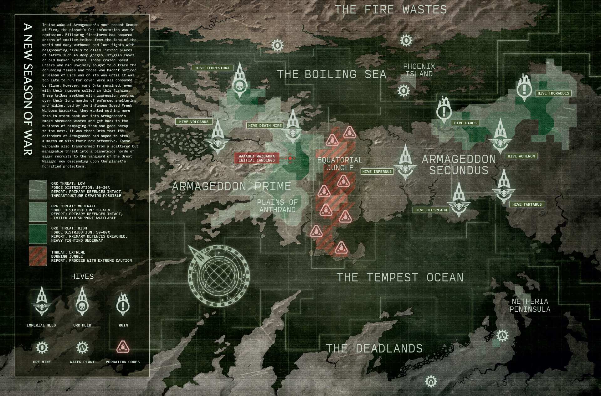 Map of Armageddon's hive cities and regions