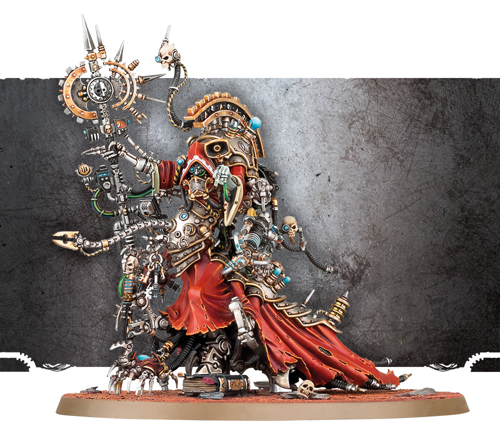 Belisarius Cawl miniature with his many mechanical limbs and repair equipment