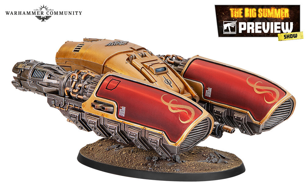 The new plastic Pallas Grav-attack, a single-seat Custodian attack skimmer in gold and red