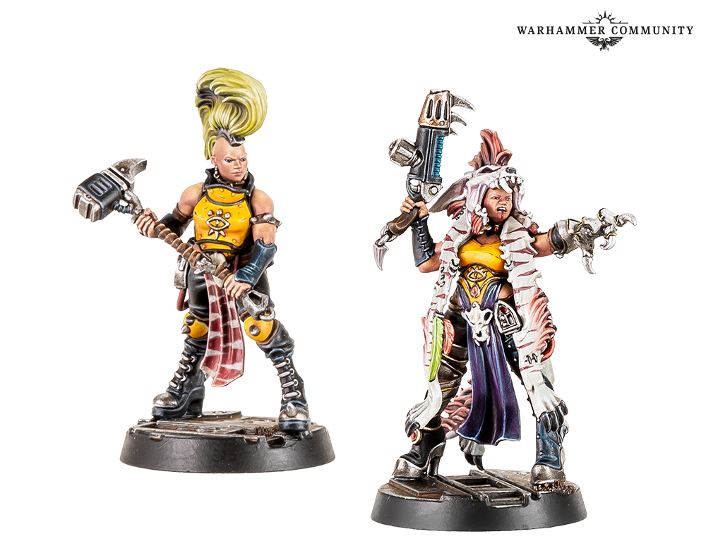 Escher Gang Matriarchs, one wearing the skin of a Phyrr Cat