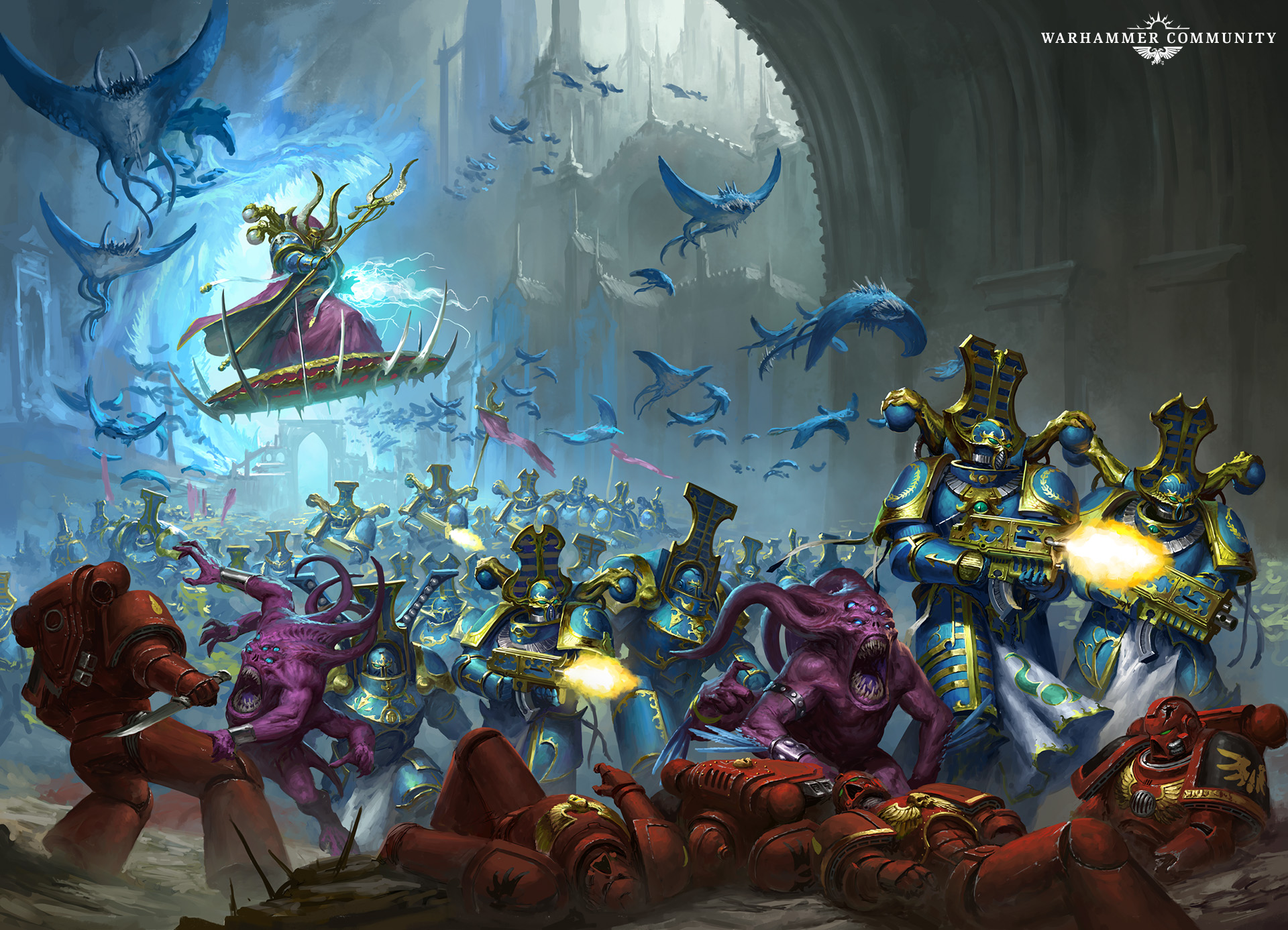 Thousand Sons sorcerers in battle, the Legion the Saga left out