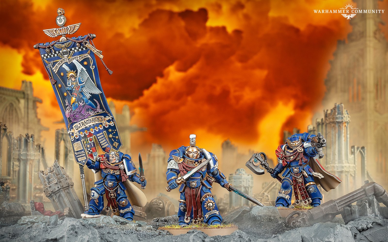 The Victrix Honour Guard, the Ultramarines 1st Company elite whose armour Konorius wears