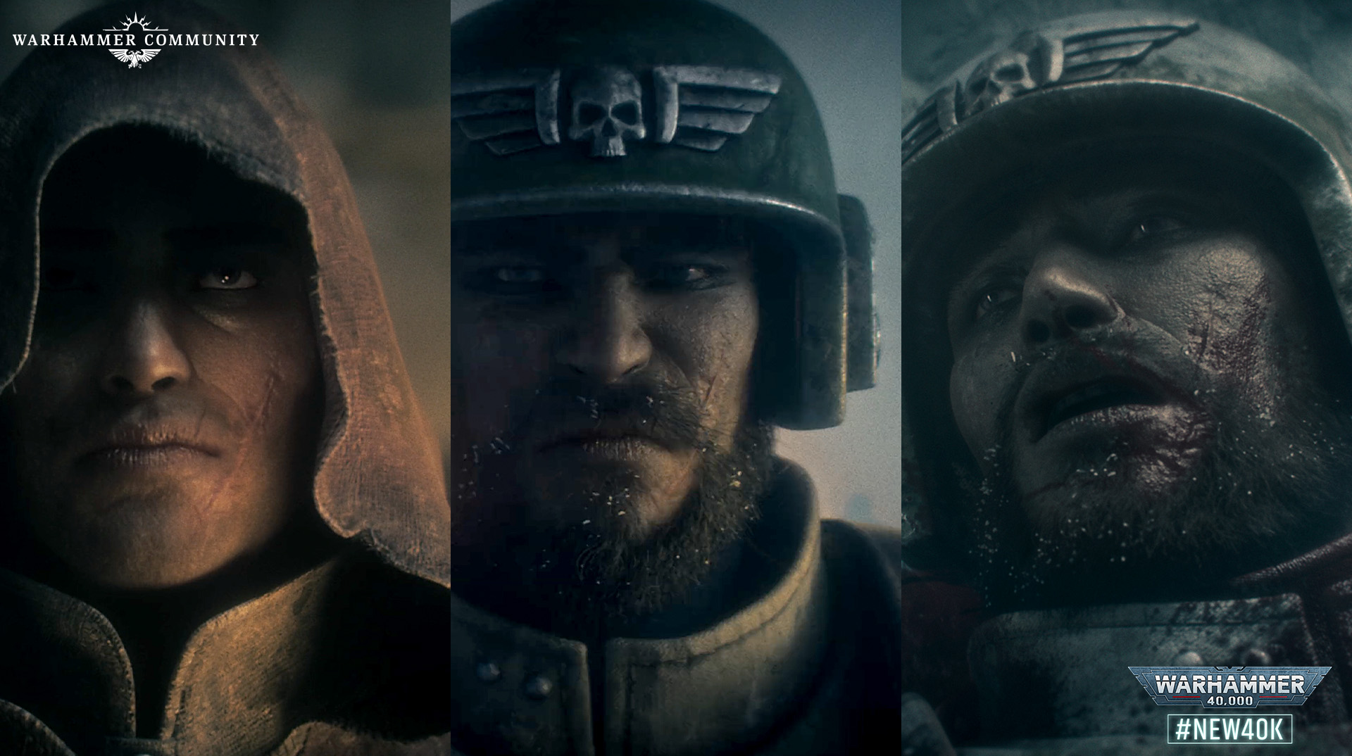 A single human shown across the trailer as pilgrim, then Guardsman, then dying