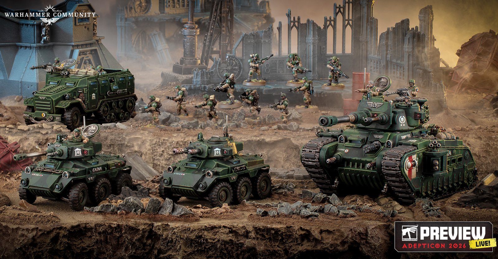 Armageddon Steel Legion armour and infantry defending the hives