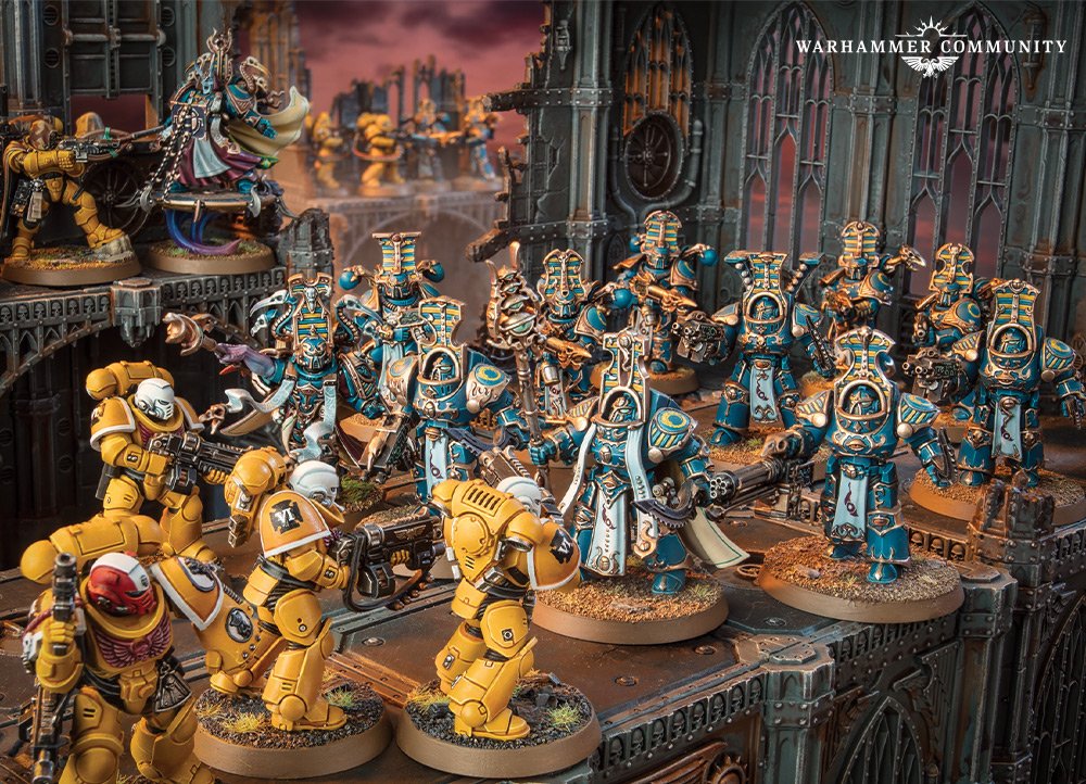 Rubric Marines grinding into an Imperial Fists line