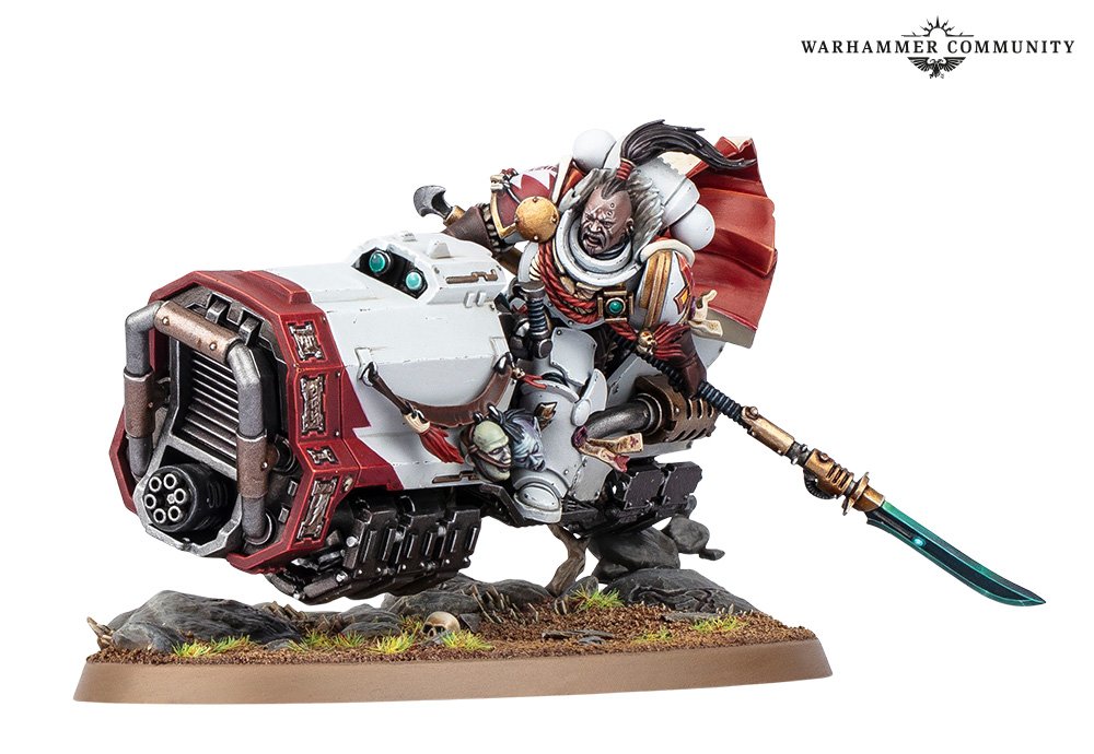 Suboden Khan of the White Scars on his attack bike, lance lowered